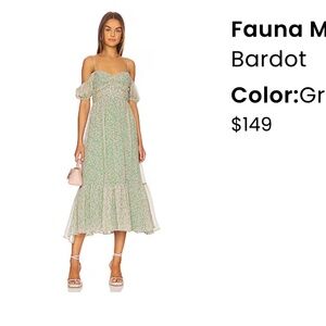 NWT FAUNA MIDI DRESS IN GREEN FLORAL